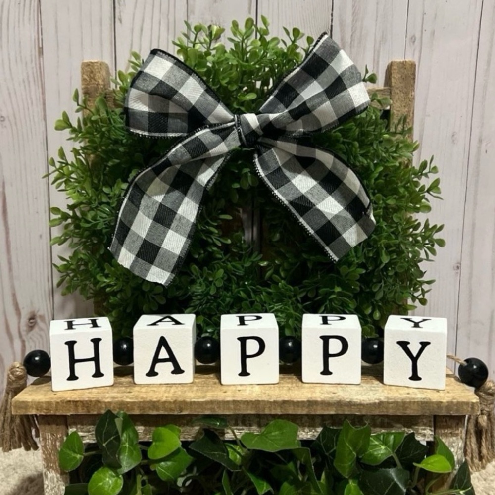 HAPPY Wood Block Garland Decoration
